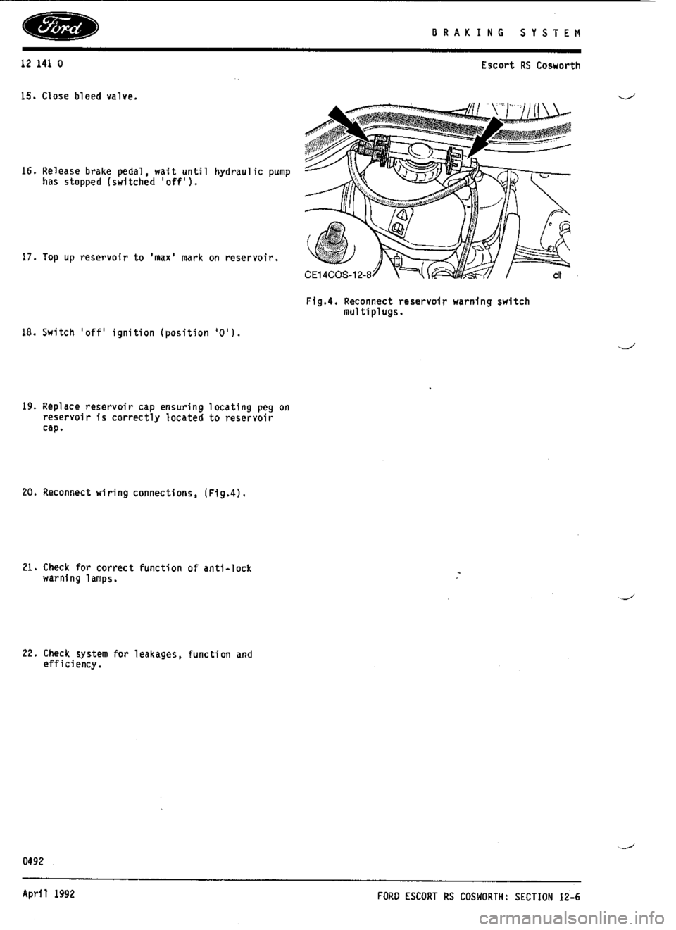 FORD SIERRA RS COSWORTH 1986 1.G Repair Manual FORD SIERRA RS COSWORTH 1986 1.G Repair Manual