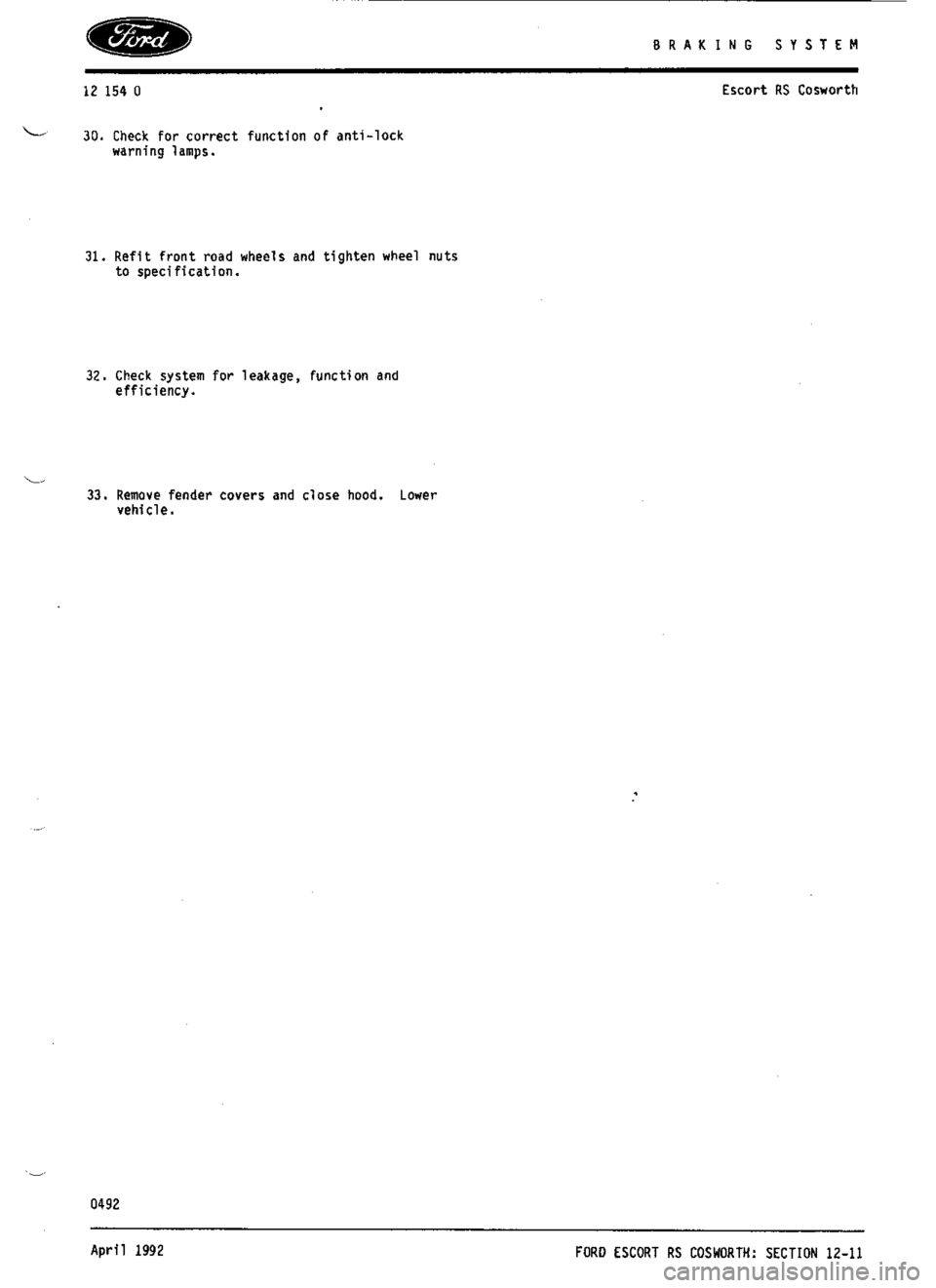 FORD SIERRA RS COSWORTH 1986 1.G Repair Manual FORD SIERRA RS COSWORTH 1986 1.G Repair Manual