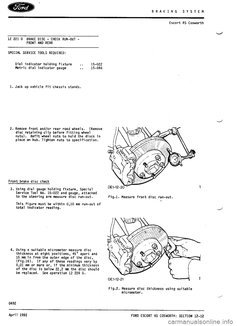 FORD SIERRA RS COSWORTH 1986 1.G Repair Manual FORD SIERRA RS COSWORTH 1986 1.G Repair Manual