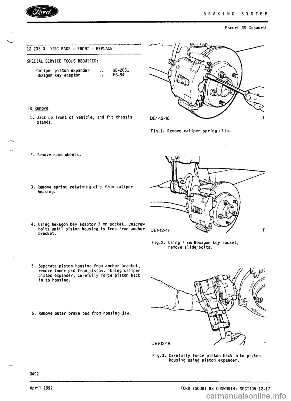 FORD SIERRA RS COSWORTH 1986 1.G Repair Manual FORD SIERRA RS COSWORTH 1986 1.G Repair Manual