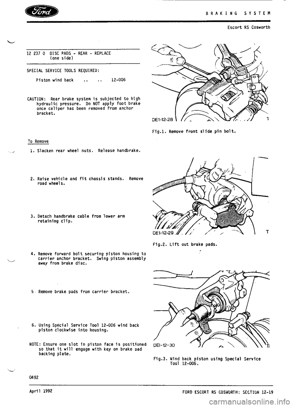 FORD SIERRA RS COSWORTH 1986 1.G Repair Manual FORD SIERRA RS COSWORTH 1986 1.G Repair Manual