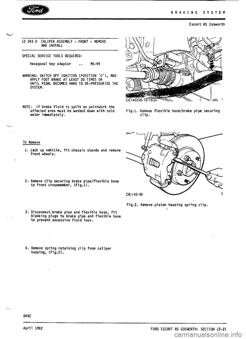 FORD SIERRA RS COSWORTH 1992 1.G Manual PDF FORD SIERRA RS COSWORTH 1992 1.G Manual PDF
