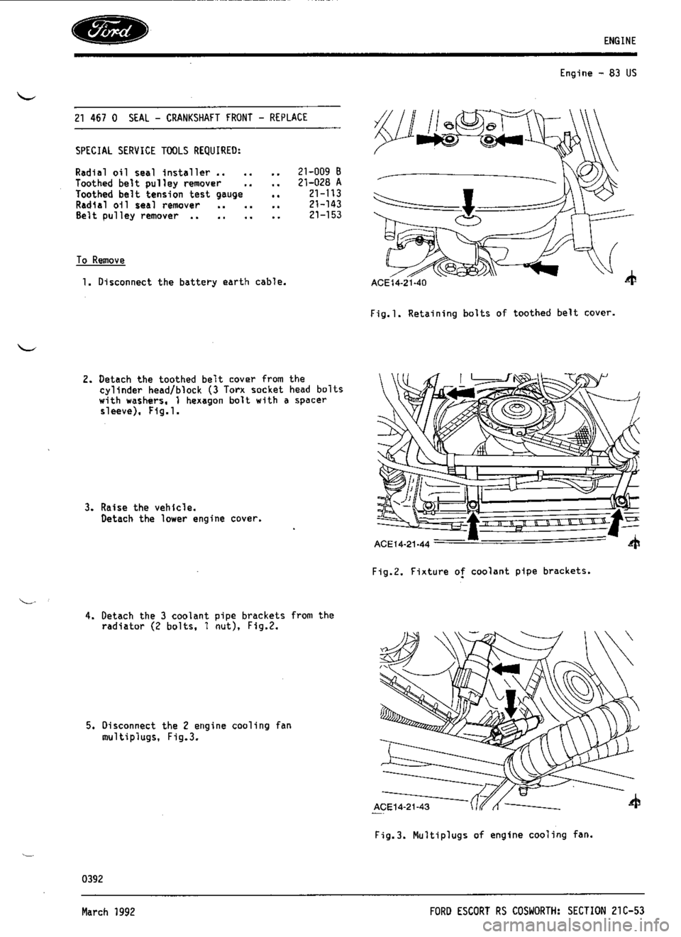 FORD SIERRA RS COSWORTH 1992 1.G Workshop Manual FORD SIERRA RS COSWORTH 1992 1.G Workshop Manual