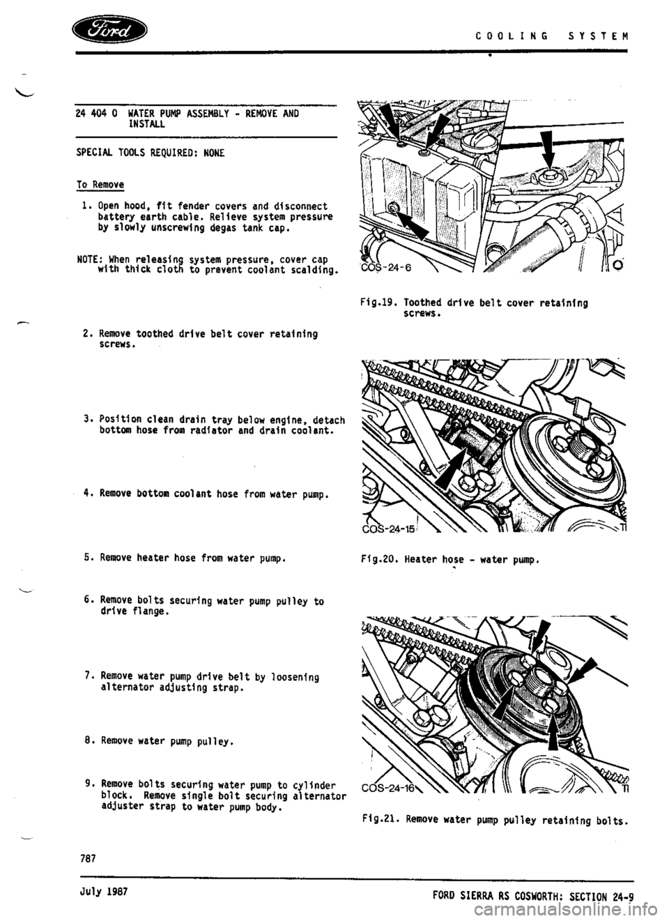 FORD SIERRA RS COSWORTH 1992 1.G Workshop Manual FORD SIERRA RS COSWORTH 1992 1.G Workshop Manual