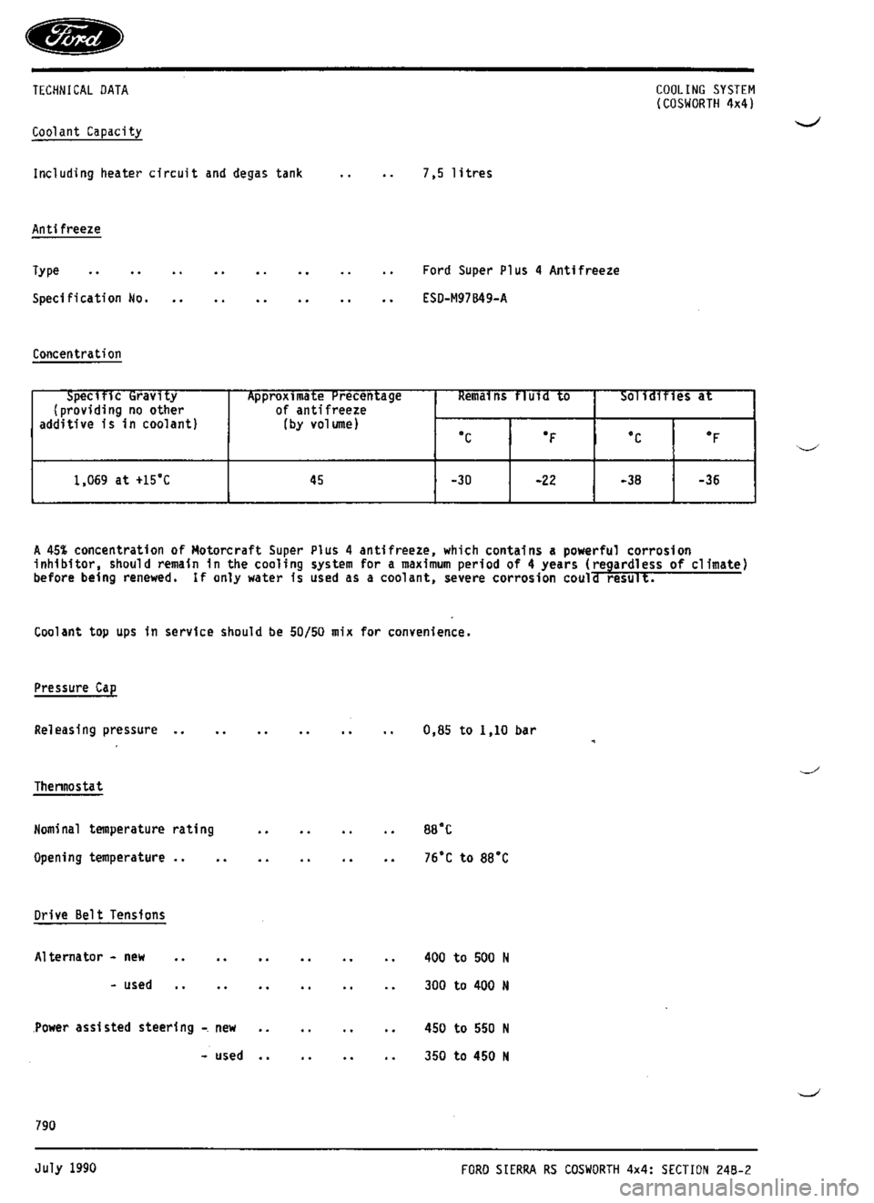 FORD SIERRA RS COSWORTH 1992 1.G Workshop Manual FORD SIERRA RS COSWORTH 1992 1.G Workshop Manual