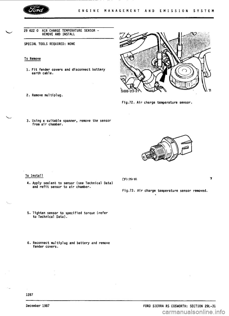 FORD SIERRA RS COSWORTH 1990 1.G Workshop Manual FORD SIERRA RS COSWORTH 1990 1.G Workshop Manual