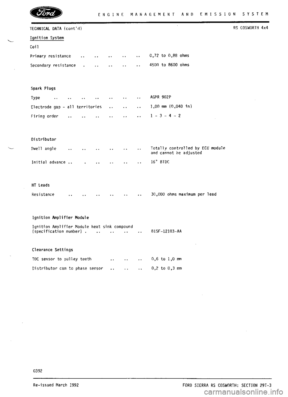 FORD SIERRA RS COSWORTH 1990 1.G Workshop Manual FORD SIERRA RS COSWORTH 1990 1.G Workshop Manual