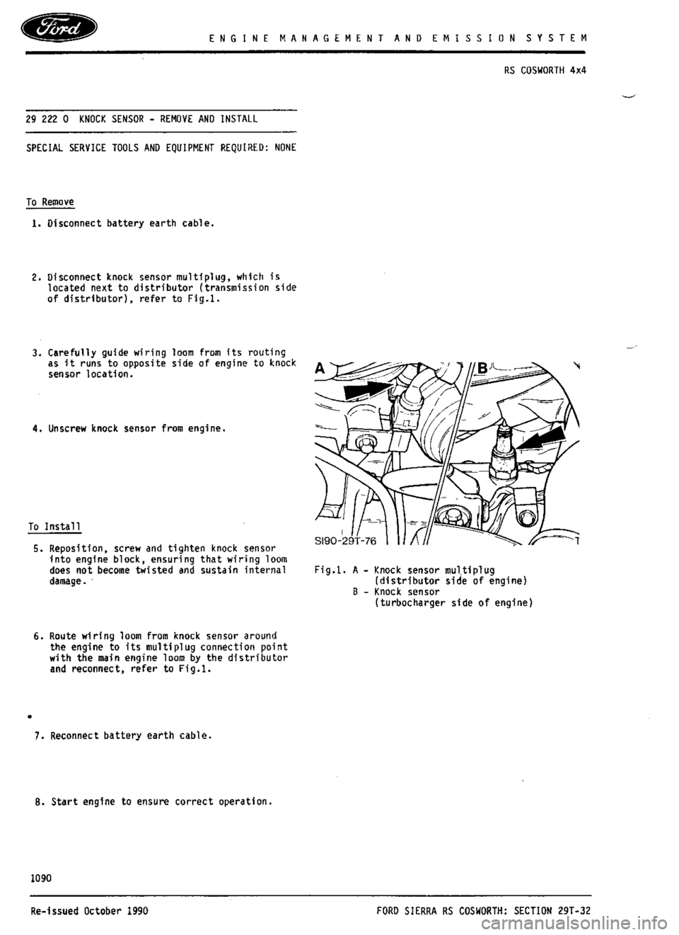 FORD SIERRA RS COSWORTH 1987 1.G Workshop Manual FORD SIERRA RS COSWORTH 1987 1.G Workshop Manual