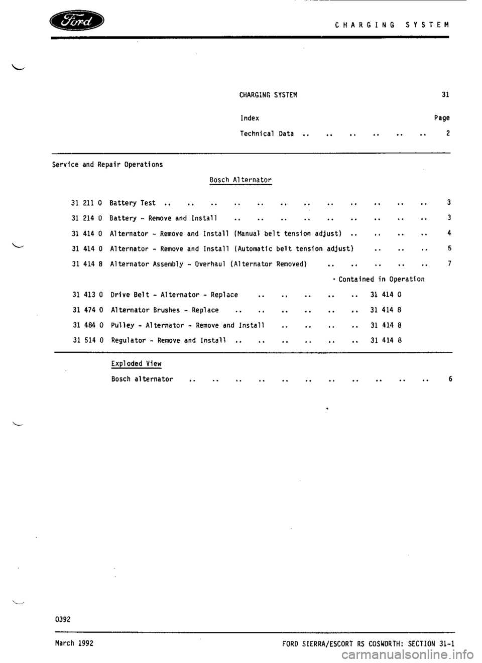 FORD SIERRA RS COSWORTH 1987 1.G Workshop Manual FORD SIERRA RS COSWORTH 1987 1.G Workshop Manual