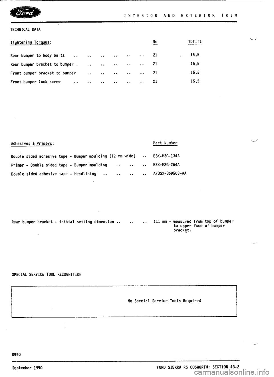FORD SIERRA RS COSWORTH 1992 1.G Workshop Manual FORD SIERRA RS COSWORTH 1992 1.G Workshop Manual