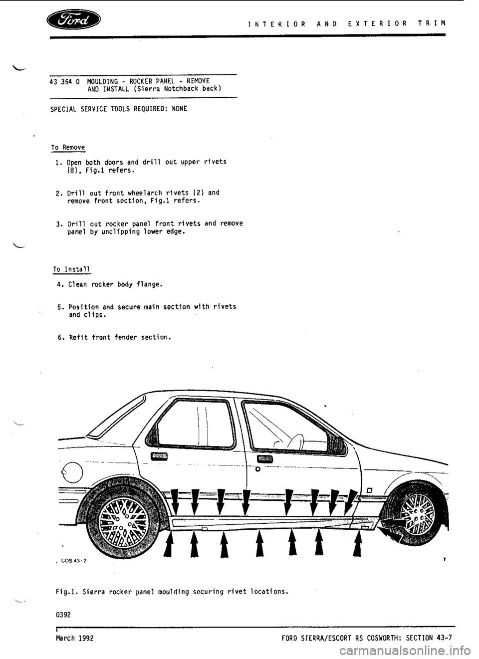 FORD SIERRA RS COSWORTH 1992 1.G Workshop Manual FORD SIERRA RS COSWORTH 1992 1.G Workshop Manual