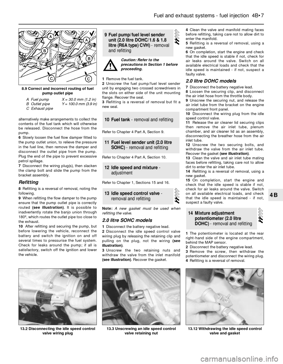 FORD SIERRA 1986 1.G Fuel And Exhaust Systems Fuel Injection Workshop Manual alternatively make arrangements to collect the
contents of the fuel tank which will otherwise
be released. Disconnect the hose from the
pump.
6Slowly loosen the fuel flow damper fitted to
the pump out