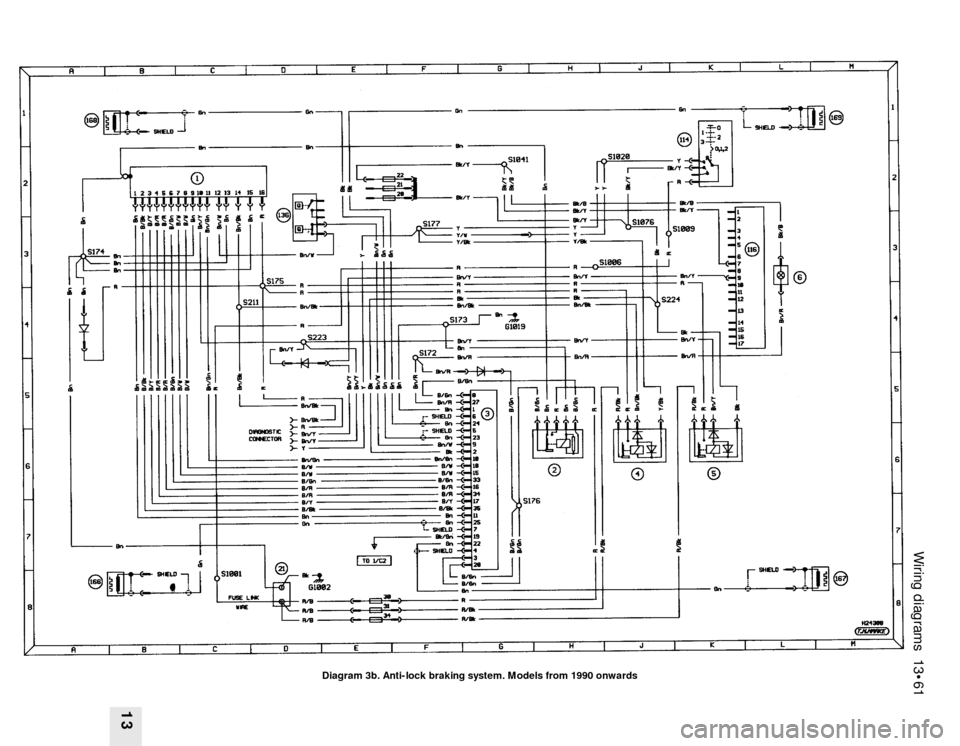FORD SIERRA 1985 1.G Wiring Diagrams Workshop Manual Wiring diagrams  13•61
13
Diagram 3b. Anti-lock braking system. Models from 1990 onwards 
