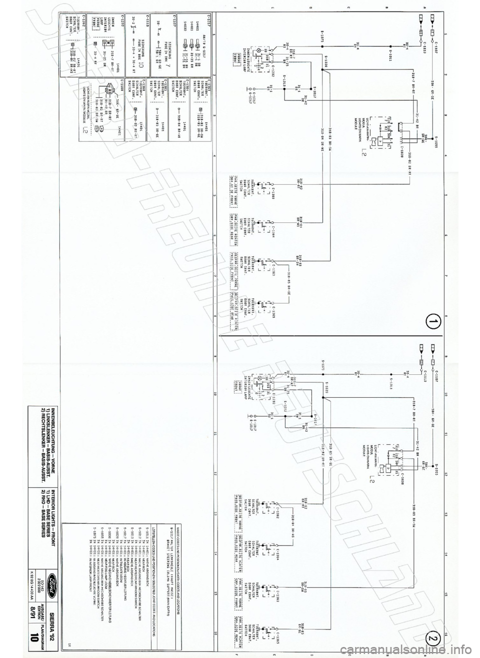 FORD SIERRA 1992 2.G Wiring Diagrams Service Manual FORD SIERRA 1992 2.G Wiring Diagrams Service Manual