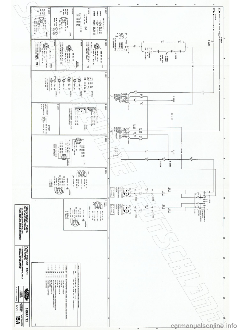 FORD SIERRA 1992 2.G Wiring Diagrams Repair Manual 