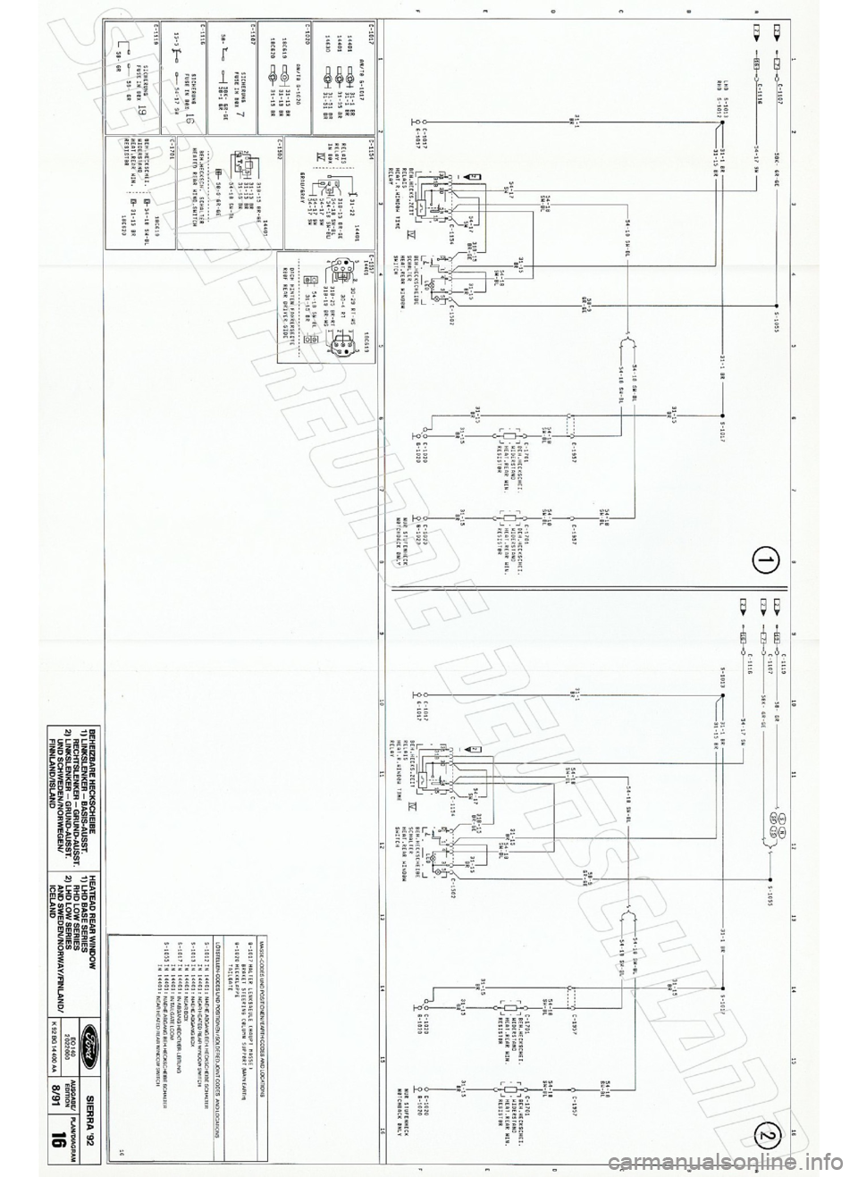 FORD SIERRA 1992 2.G Wiring Diagrams Repair Manual 