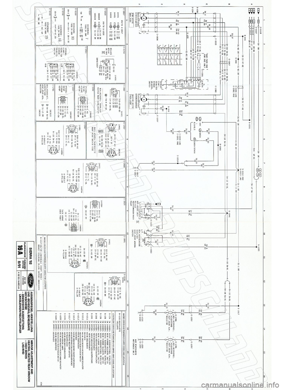 FORD SIERRA 1992 2.G Wiring Diagrams Repair Manual 