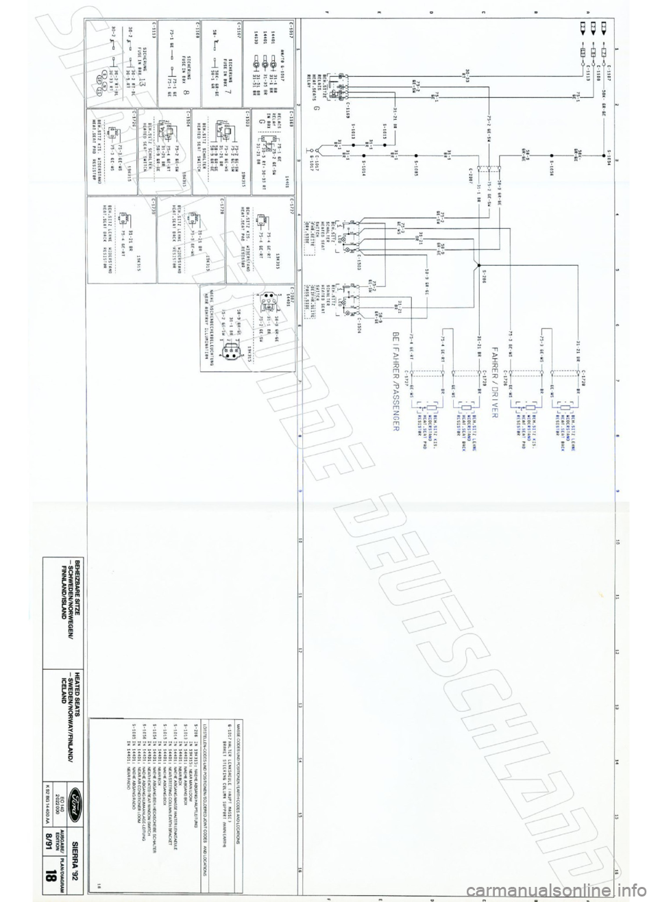 FORD SIERRA 1992 2.G Wiring Diagrams Repair Manual 