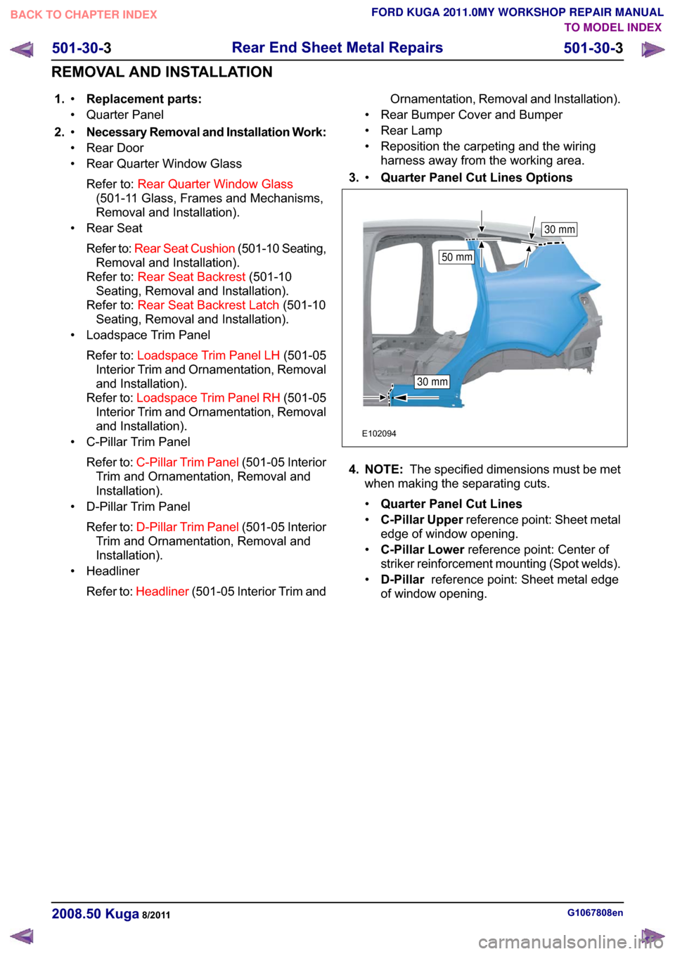 FORD KUGA 2011 1.G Workshop Manual �� �5�H�S�O�D�F�H�P�H�Q�W �S�D�U�W�V��‡
�