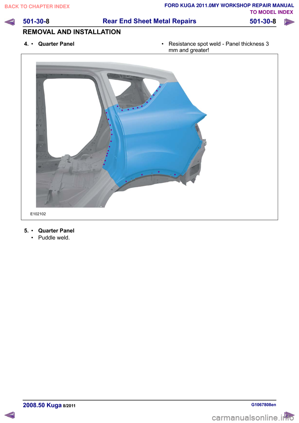 FORD KUGA 2011 1.G Workshop Manual �� �4�X�D�U�W�H�U �3�D�Q�H�O�