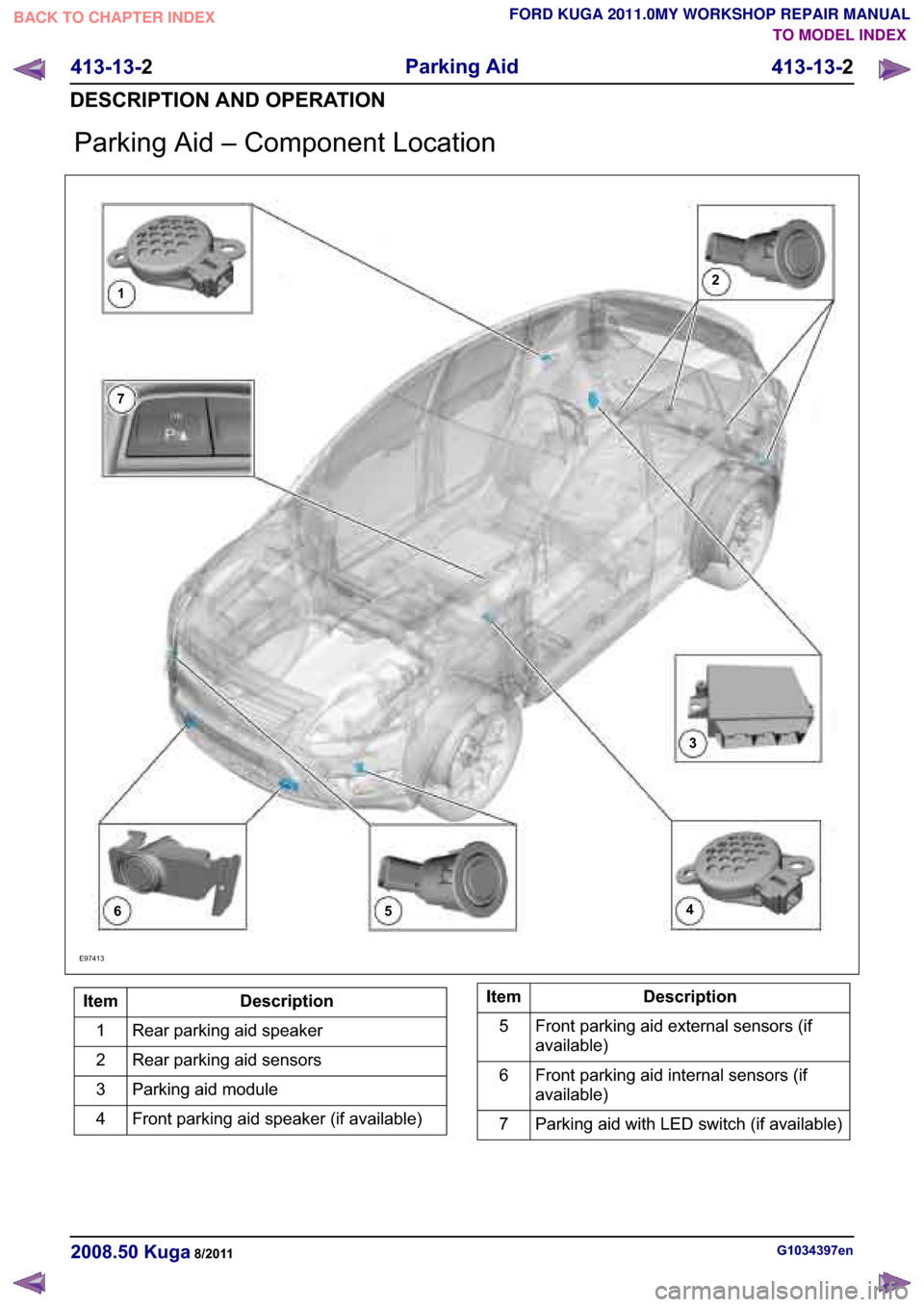 FORD KUGA 2011 1.G Workshop Manual �3�D�U�N�L�Q�J �$�L�G �