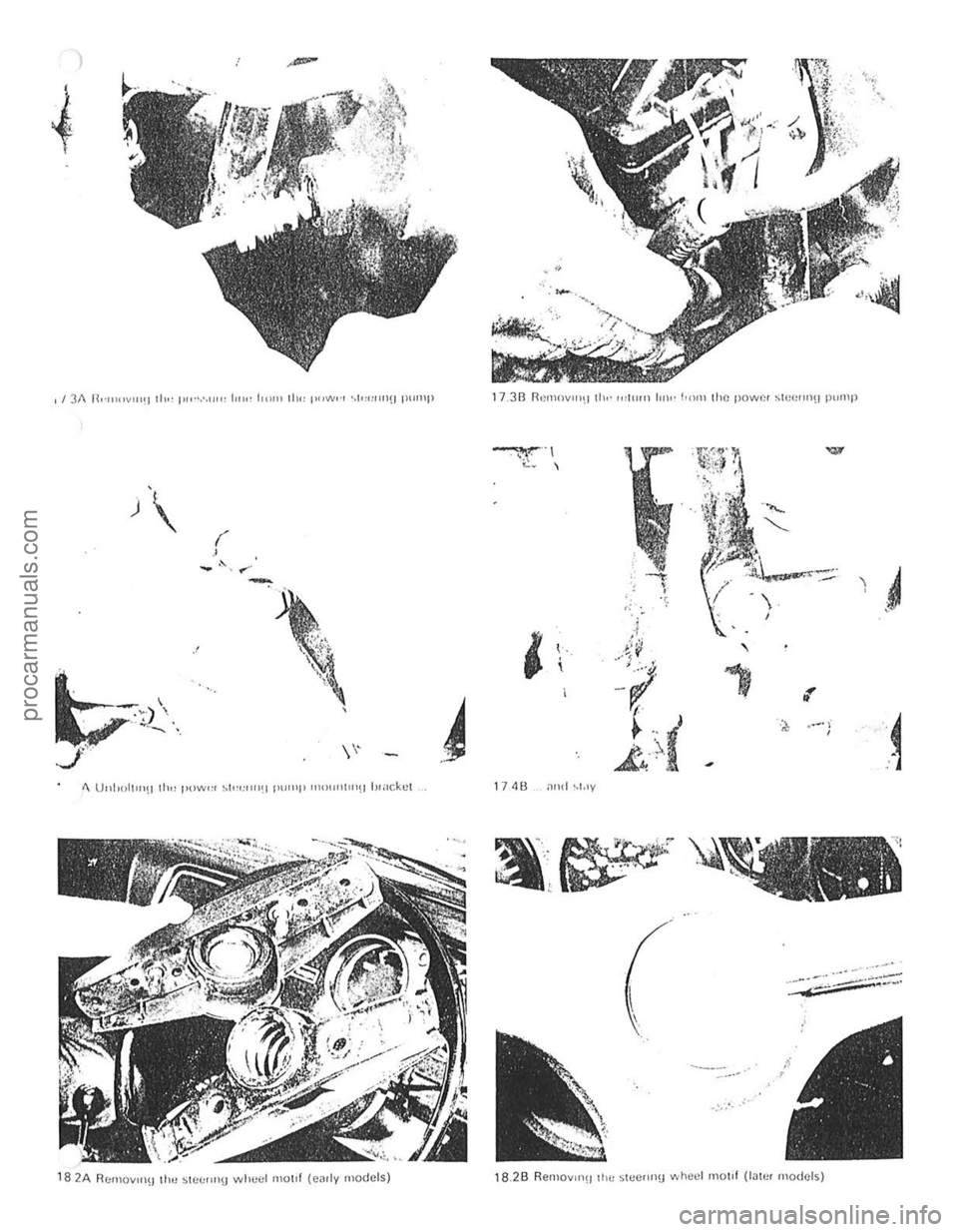 FORD CAPRI 1974  Workshop Manual ,~ 
1 Unh"I"!lllo" pow,,, ~I""""!I pUIIlP "OI!! bracket 
18 2A Rr,mOVII\!llill] st(;c:rOll\) wlu,cl mOI,f (emly models) 
17.313 Rl]rtlov"!III,,· ,,,1,",, Ion,·  fol1llil