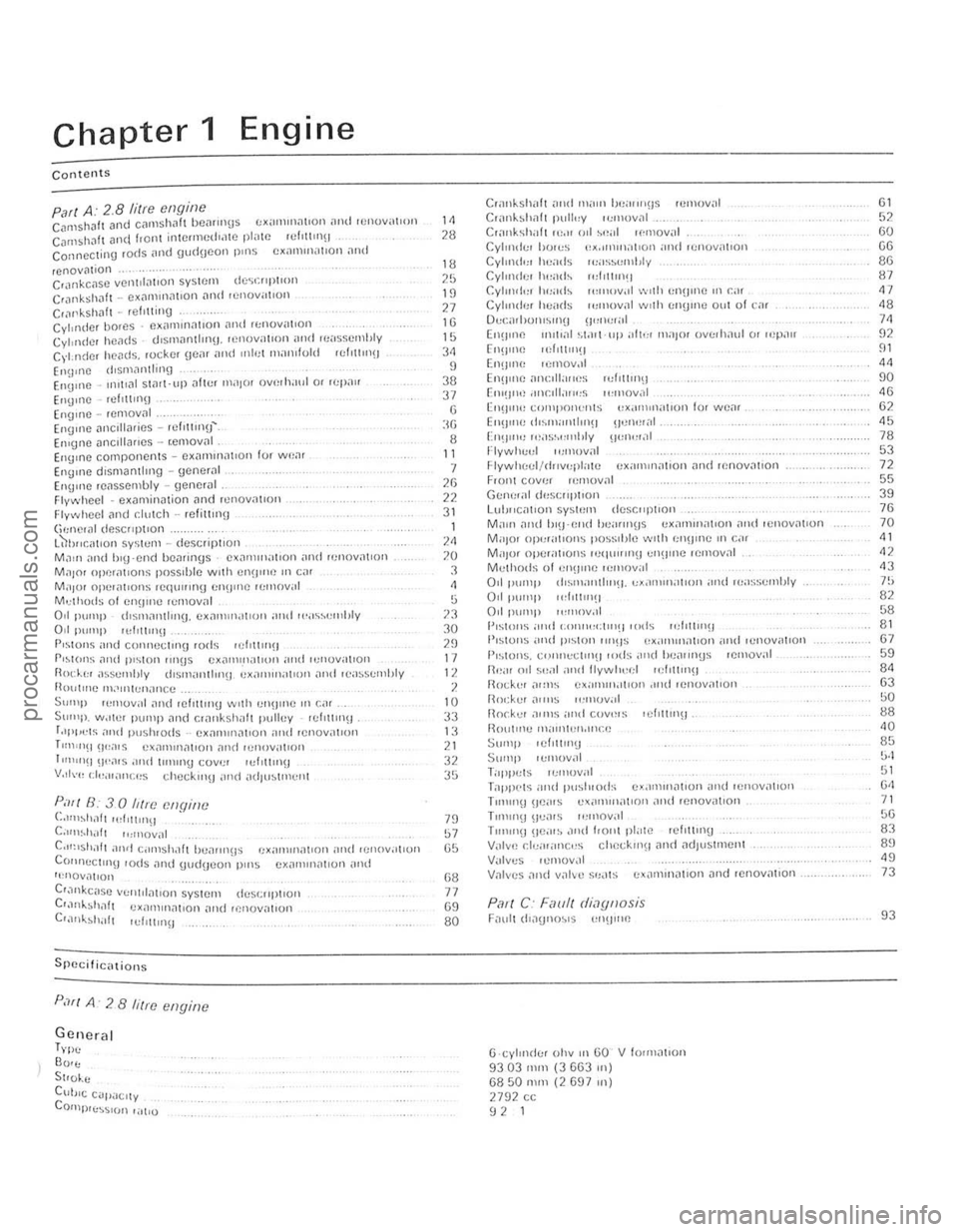 FORD CAPRI 1974 Owners Manual , ,. , 
) 
Chapter 1 Engine 
Contents 
Par! A: 2.8 litre engine C;JrllS llaft and CillllShJft be,lrIllgs (;XilOlllllilllon ilnd renovil!"Hl Cnrnslwft and frenl inlCrrned l,1!C pl,ne rcfl1l"l~1 Con