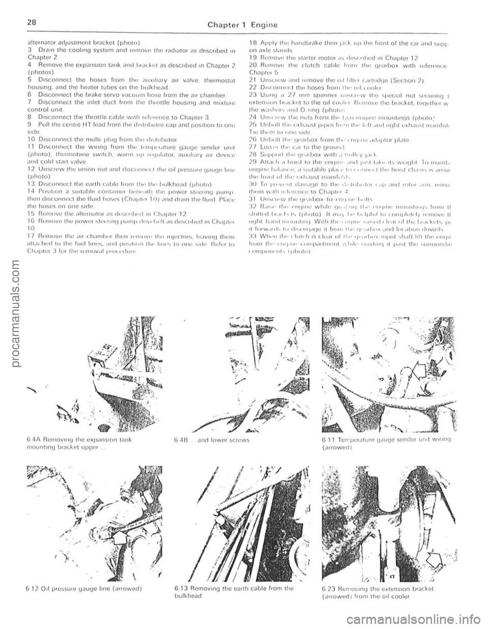 FORD CAPRI 1974 Owners Manual 28 Chapter 1  Engine 
al1crn;1IOf  ,1d,ustmcnl  braCket (phot,,) 
3 Dr,un the coohnO SY~'cm <1nd ,emoll" IIw 1,1<1.1101 ,1S (InSCribed " ChnplC 2 <I Remove  t he cxp;ms,on !i1nk and hdd", ,15