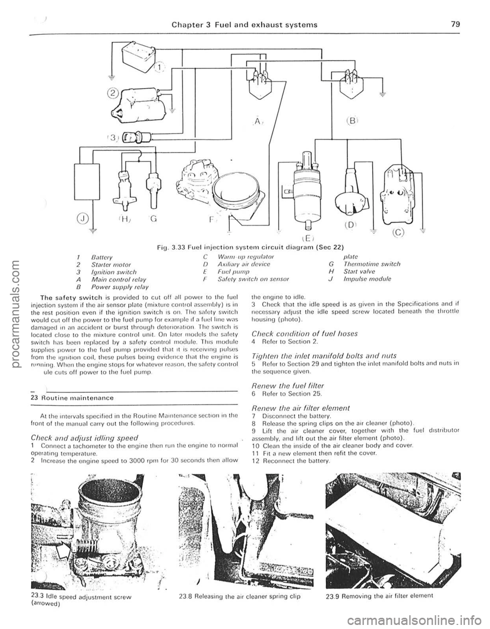 FORD CAPRI 1974  Workshop Manual ) 
Chapte r 3 Fu el an d exhau st systems 79 
Ii 
0) G 
\E ) 
 .. ~ ee) 
Fig. 3.33 Fuel injuctiOIl system circuit di<lUrnrn (Sec 22) 
1 /J,1I1C 1V C W"lflll (If! luyu/,lor plMC 
2 Sialicr I/Iolor /)