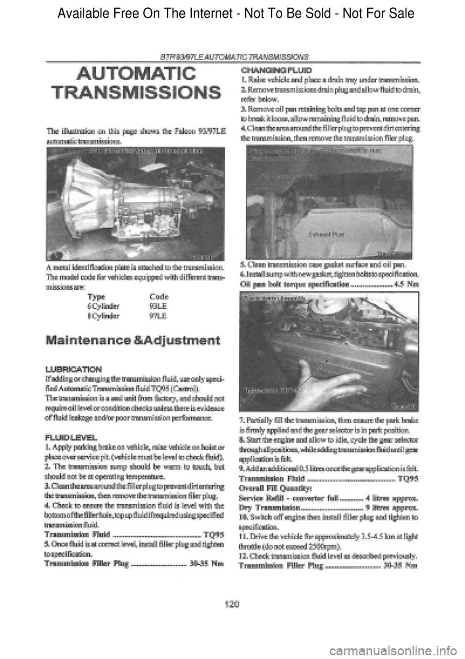 FORD FALCON 1998 Workshop Manual Available Free On The Internet - Not To Be Sold - Not For Sale FORD FALCON 1998 Workshop Manual Available Free On The Internet - Not To Be Sold - Not For Sale