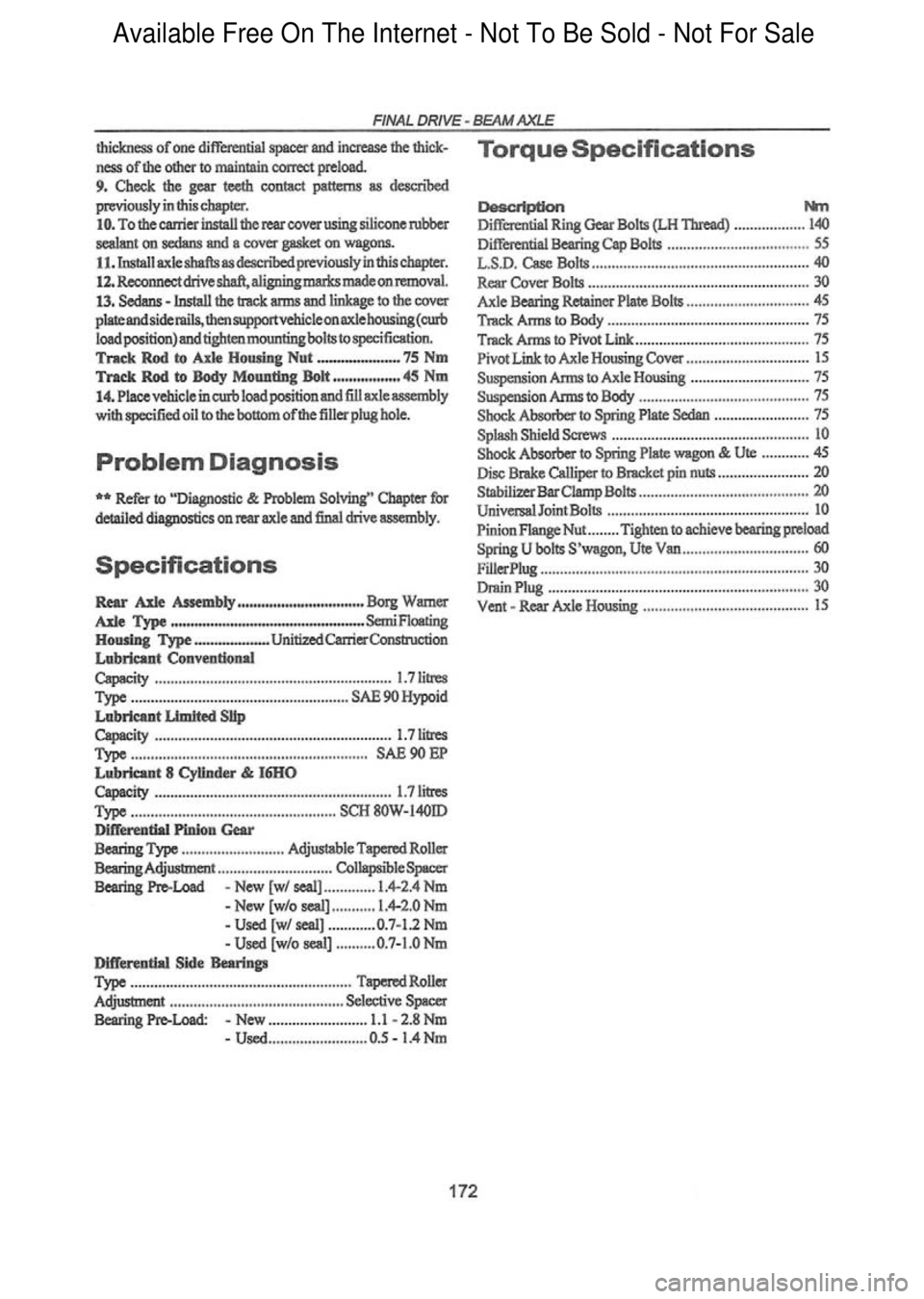 FORD FALCON 1998 Workshop Manual Available Free On The Internet - Not To Be Sold - Not For Sale FORD FALCON 1998 Workshop Manual Available Free On The Internet - Not To Be Sold - Not For Sale