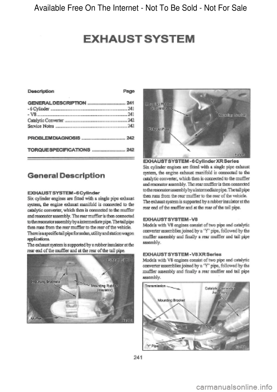 FORD FALCON 1998  Workshop Manual  Available Free On The Internet - Not To Be Sold - Not For Sale    
