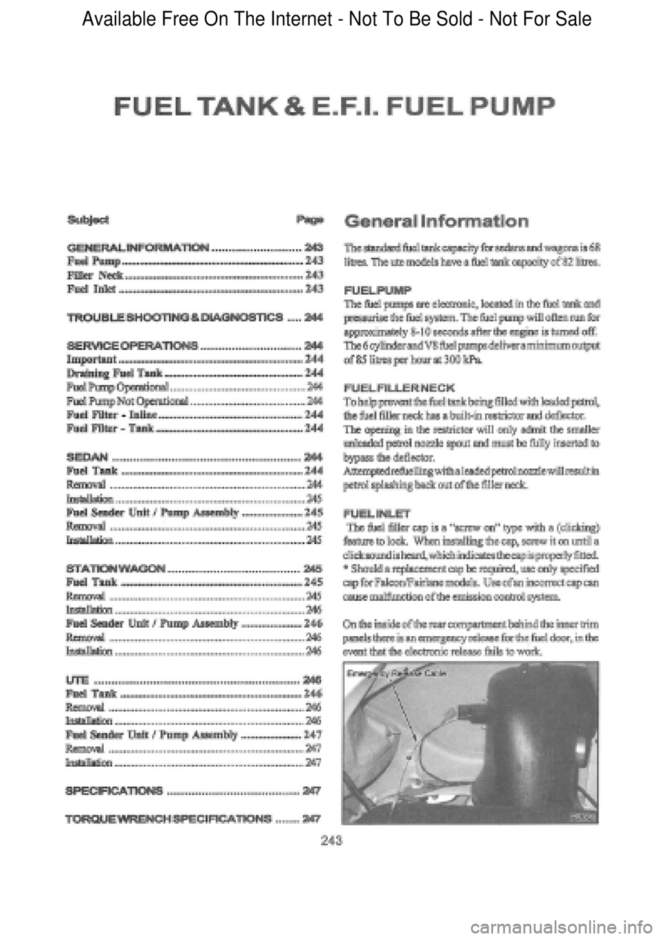 FORD FALCON 1998 Workshop Manual Available Free On The Internet - Not To Be Sold - Not For Sale FORD FALCON 1998 Workshop Manual Available Free On The Internet - Not To Be Sold - Not For Sale
