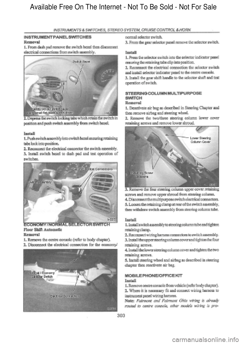 FORD FALCON 1998 Workshop Manual Available Free On The Internet - Not To Be Sold - Not For Sale FORD FALCON 1998 Workshop Manual Available Free On The Internet - Not To Be Sold - Not For Sale