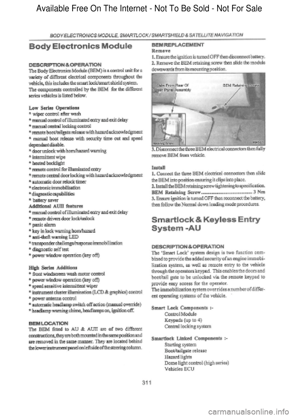 FORD FALCON 1998 Workshop Manual Available Free On The Internet - Not To Be Sold - Not For Sale FORD FALCON 1998 Workshop Manual Available Free On The Internet - Not To Be Sold - Not For Sale