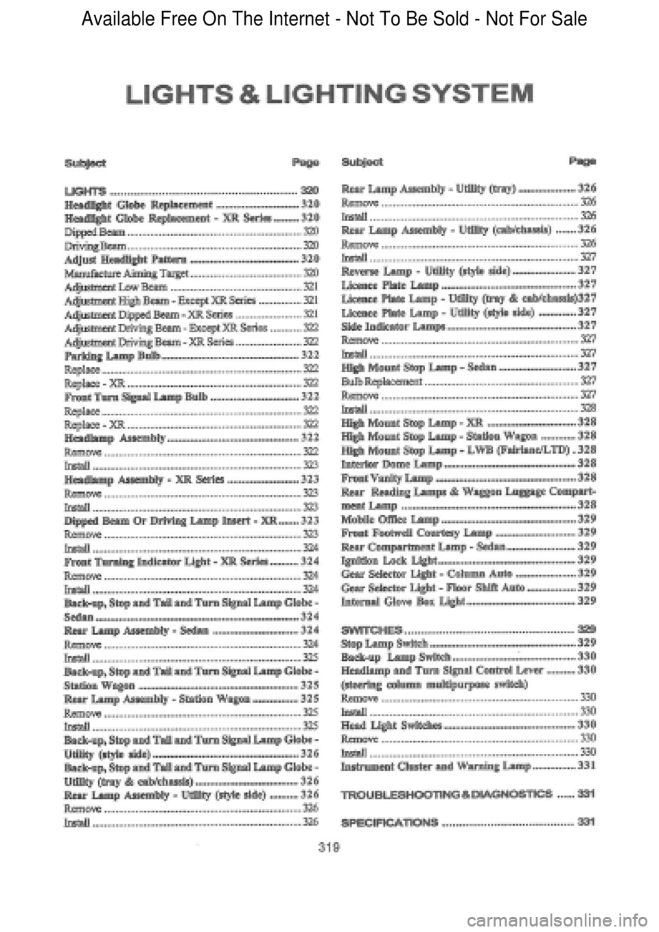 FORD FALCON 1998 Workshop Manual Available Free On The Internet - Not To Be Sold - Not For Sale FORD FALCON 1998 Workshop Manual Available Free On The Internet - Not To Be Sold - Not For Sale