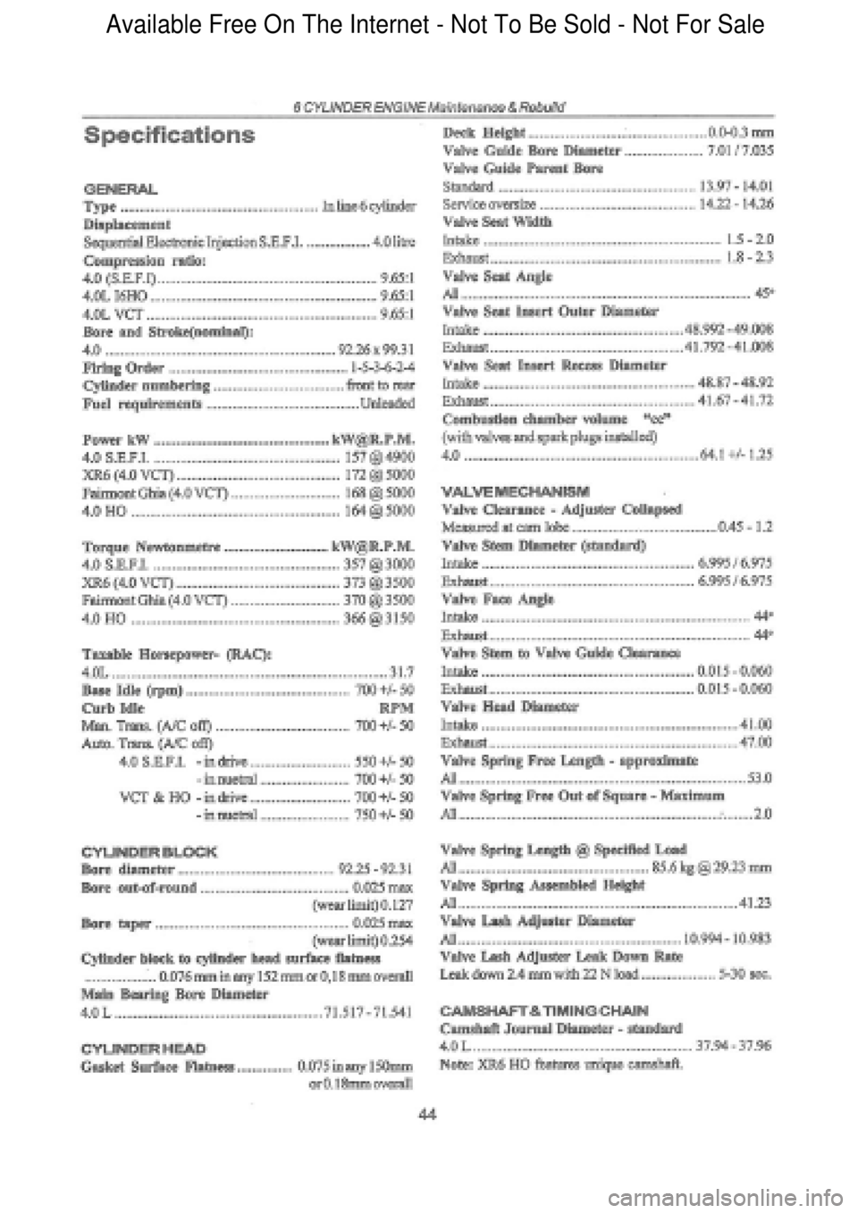 FORD FALCON 1998 Service Manual Available Free On The Internet - Not To Be Sold - Not For Sale FORD FALCON 1998 Service Manual Available Free On The Internet - Not To Be Sold - Not For Sale