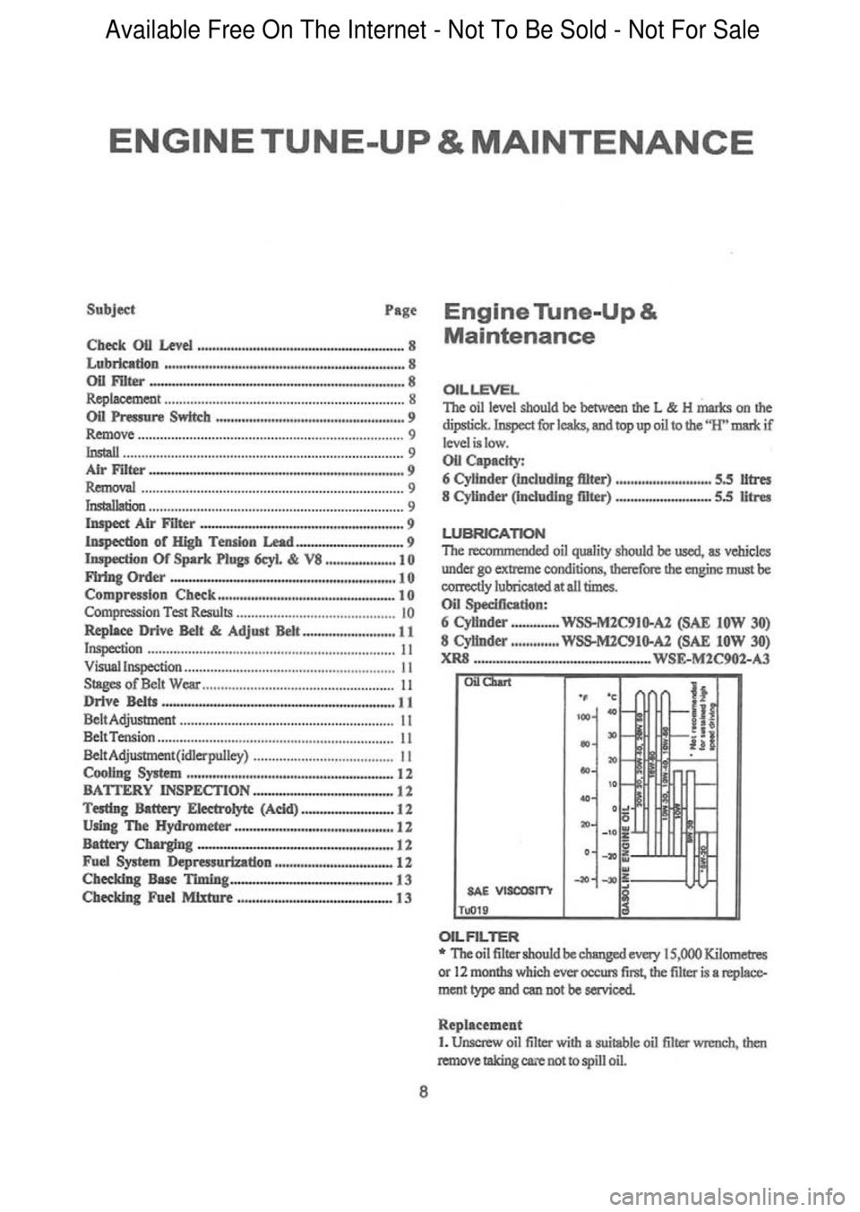 FORD FALCON 1998  Workshop Manual  Available Free On The Internet - Not To Be Sold - Not For Sale    