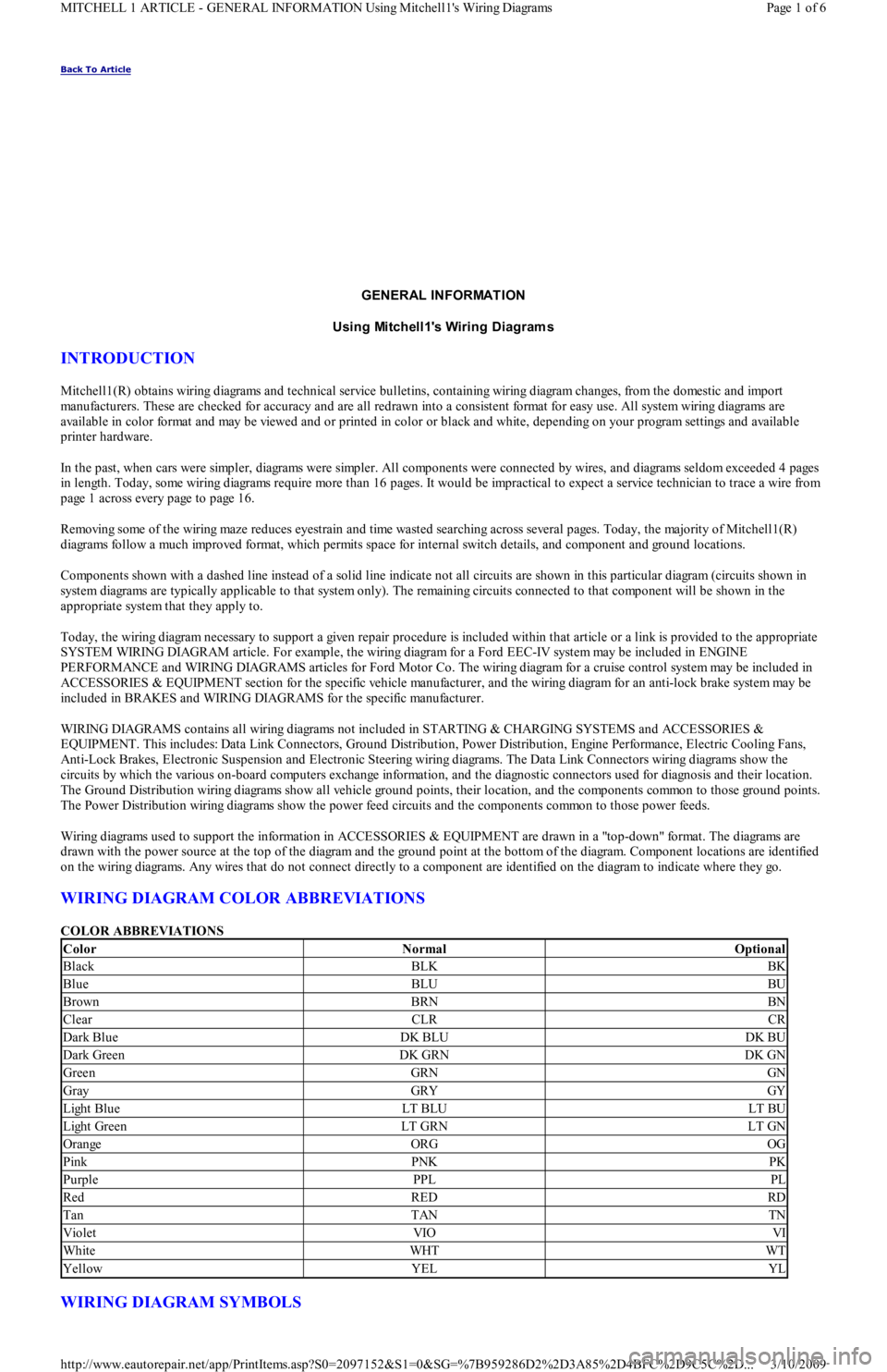 FORD FESTIVA 1991  Service Manual Back To Article 
GENERAL INFORMATION 
Using Mitchell1s Wiring Diagram s 
INTRODUCTION 
Mitchell1(R) obtains wiring diagrams and technical service bulletins, containing wiring diagram changes, from th