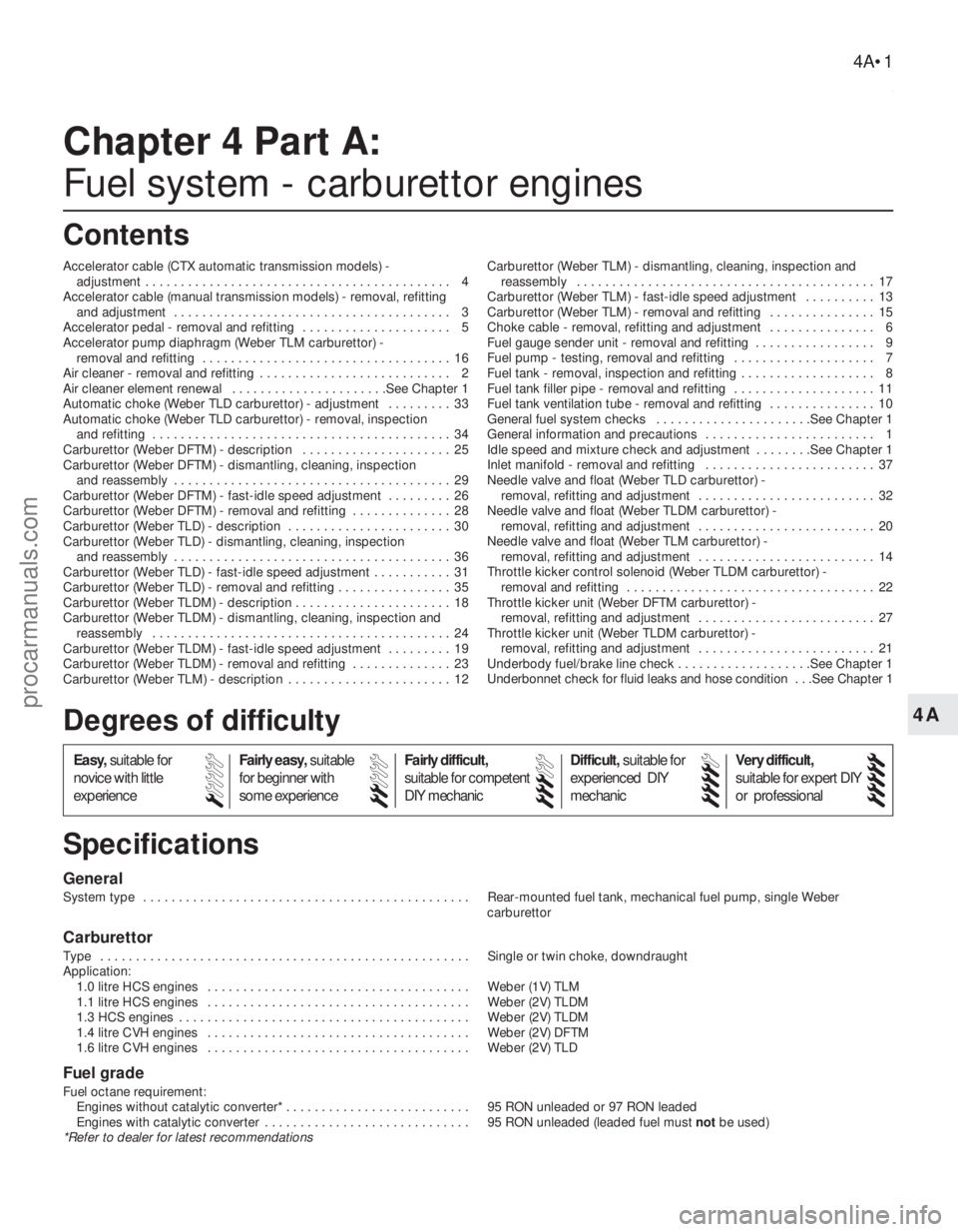 FORD FIESTA 1989 Service Repair Manual 4A
1595Ford Fiesta Remake
General
System type . . . . . . . . . . . . . . . . . . . . . . . . . . . . . . . . . . . .\
. . . . . . . . . . Rear-mounted fuel tank, mechanical fuel pump, single Weberc FORD FIESTA 1989 Service Repair Manual 4A
1595Ford Fiesta Remake
General
System type . . . . . . . . . . . . . . . . . . . . . . . . . . . . . . . . . . . .\
. . . . . . . . . . Rear-mounted fuel tank, mechanical fuel pump, single Weberc