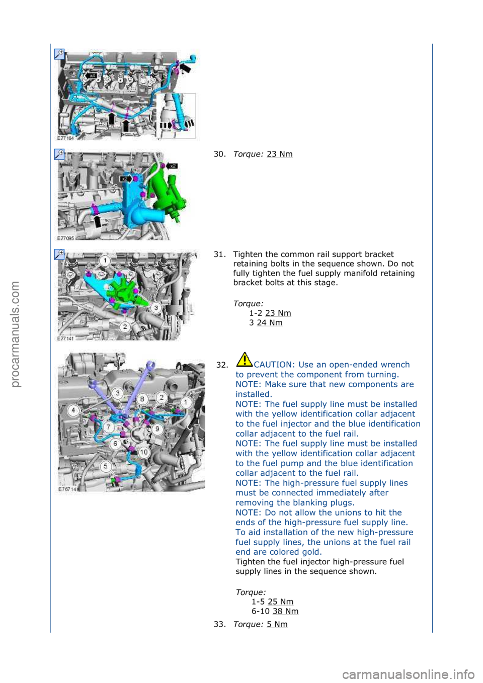 FORD GALAXY 2006  Service Repair Manual 30.Torque:\b 23\fNm\f
31. Tighten\fthe\fcommon\fr\bil\fsupport\fbr\bcket\f ret\bining\fbolts\fin\fthe\fsequence\fshown.\fDo\fnot\f
fully\ftighten\fthe\ffuel\fsupply\fm\bnifold\fret\bining\f
br\bcket\f