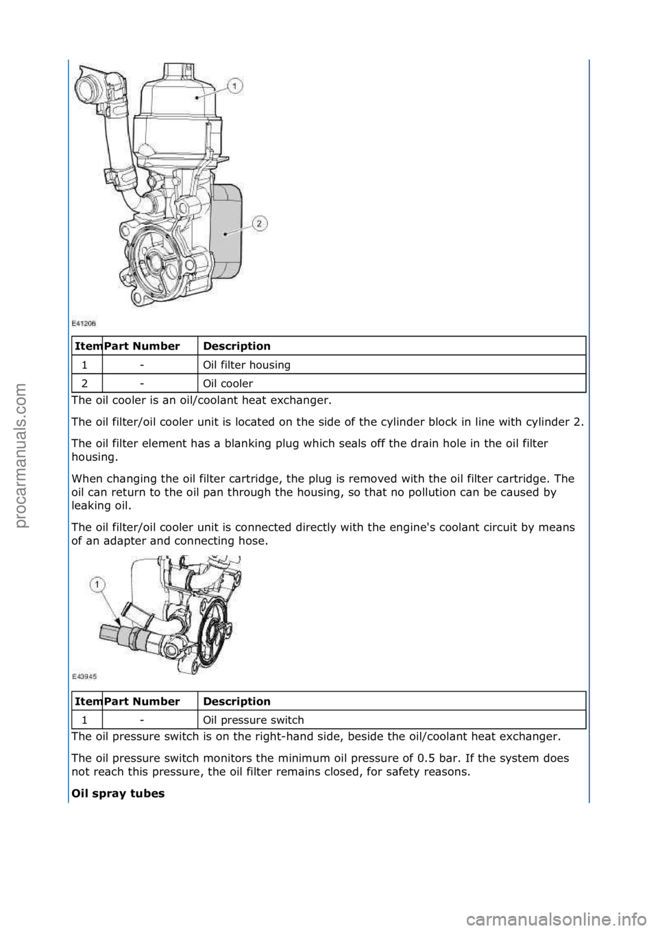 FORD GALAXY 2006  Service Repair Manual \f\f\fescription 
Oil\ffilter\fhousing\f
Oil\fcooler\f
The\foil\fcooler\fis\f\bn\foil/cool\bnt\fhe\bt\fexch\bnger.\f
Th

e\foil\ffilter/oil\fcooler\funit\fis\floc\bted\fon\fthe\fside\fof\fthe\fcylinde
