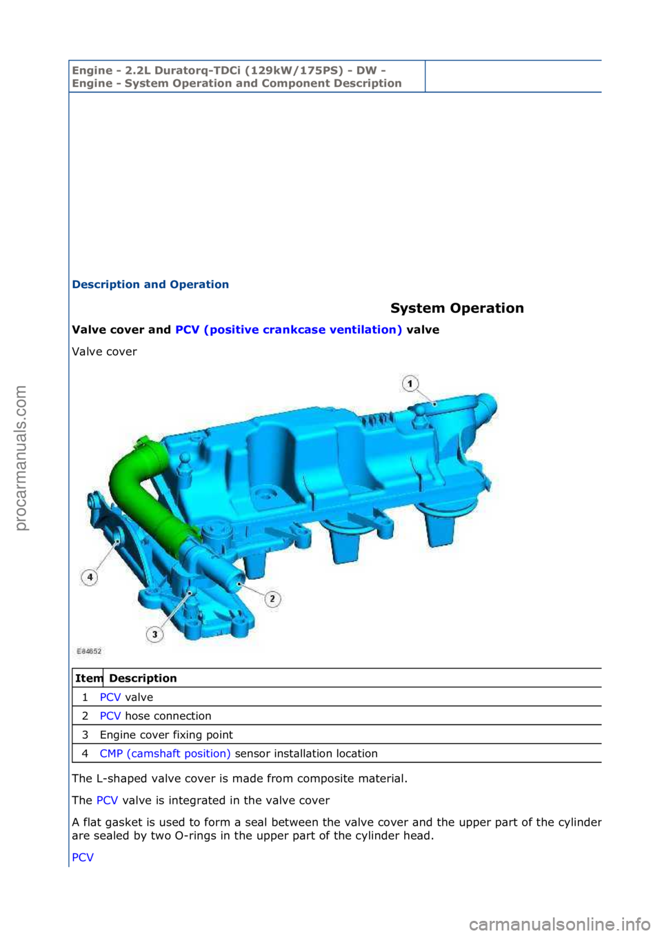 FORD GALAXY 2006 Service Repair Manual Engine - \b.\bL D\fratorq-TDCi (1\b9kW/175PS) - DW -
Engine - System Operation and Component Description
Description and Operation System Operation
Valve cover and PCV
(positive crankcase ventila FORD GALAXY 2006 Service Repair Manual Engine - \b.\bL D\fratorq-TDCi (1\b9kW/175PS) - DW -
Engine - System Operation and Component Description
Description and Operation System Operation
Valve cover and PCV
(positive crankcase ventila