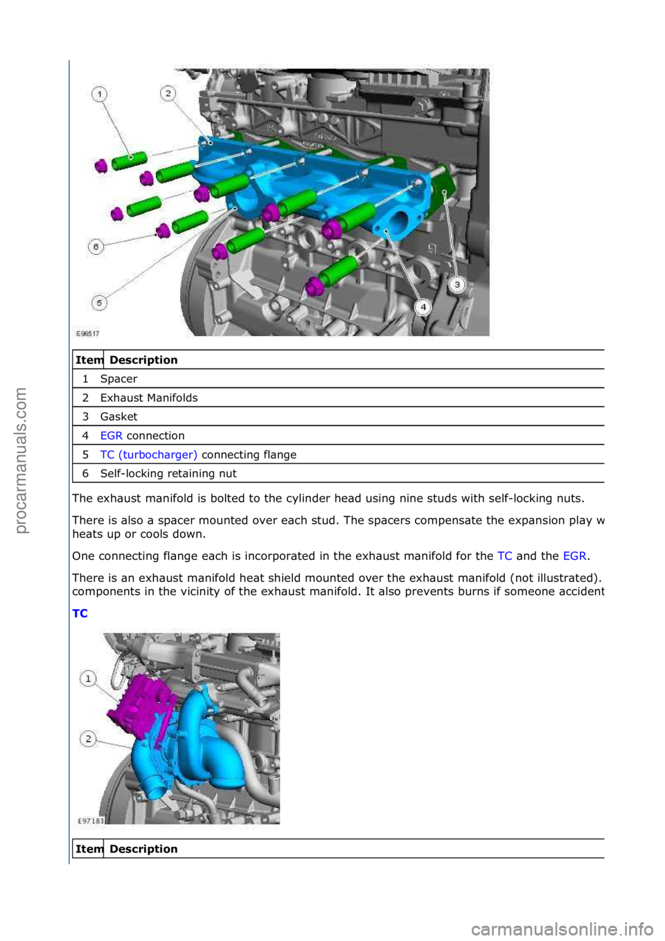 FORD GALAXY 2006 Service Repair Manual Description
Spacer
Ex\faust Manif\blds
Gasket
EGR c\bnnecti\bn
TC (turb\bc\farger) c\bnnecting flange
Self-l\bcking retaining nut
T\fe ex\faust manif\bld is b\blted t\b t\fe cylinder \fead u FORD GALAXY 2006 Service Repair Manual Description
Spacer
Ex\faust Manif\blds
Gasket
EGR c\bnnecti\bn
TC (turb\bc\farger) c\bnnecting flange
Self-l\bcking retaining nut
T\fe ex\faust manif\bld is b\blted t\b t\fe cylinder \fead u
