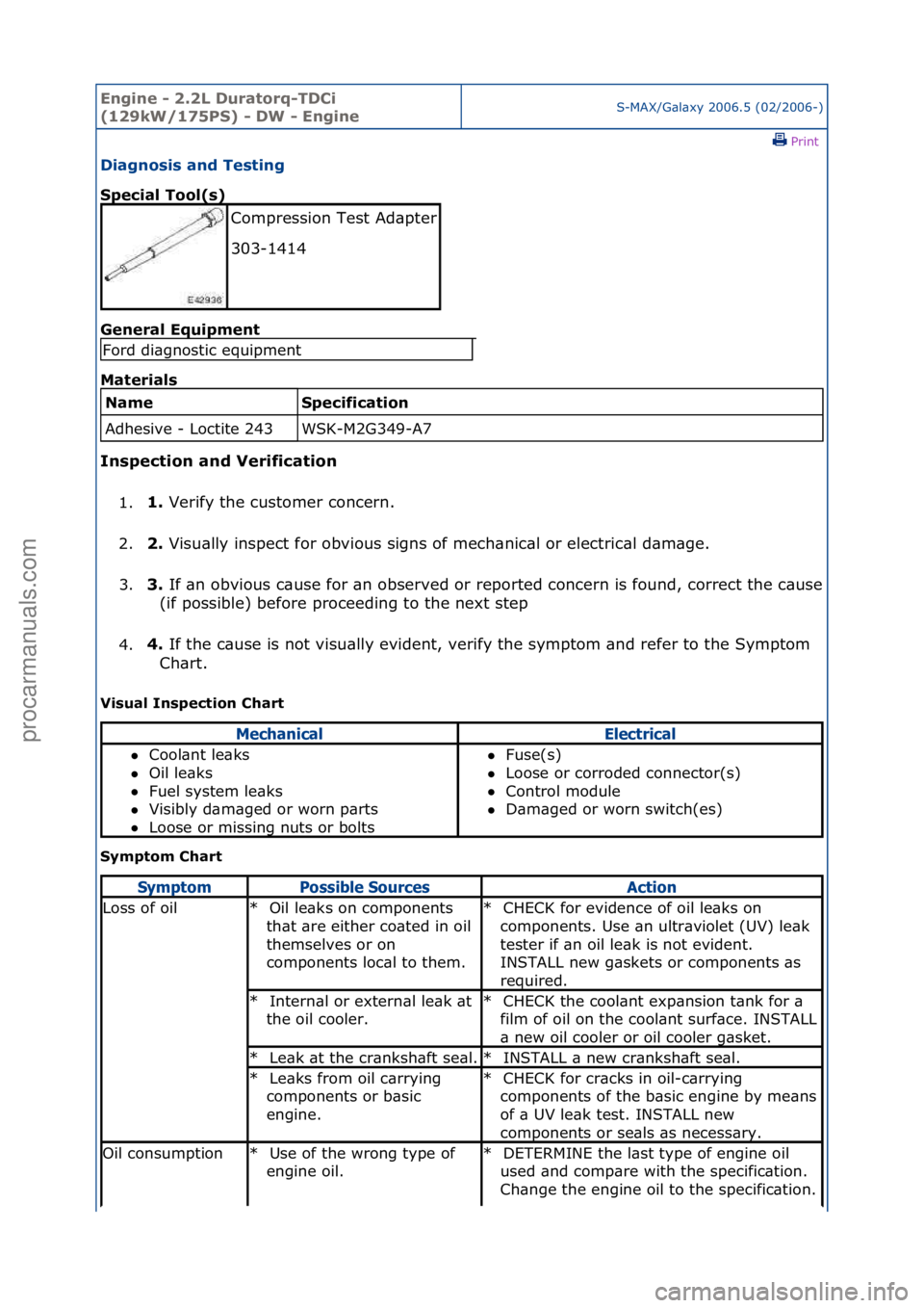 FORD GALAXY 2006 Service Repair Manual Engine - \b.\bL D\fratorq-TDCi
(1\b9kW/175PS) - DW - EngineS-MAX/G\bl\bxy\f2006.5\f(02/2006-)\fPrint \f
Diagnosis and Testing
Special Tool(s)
Gen
eral Eq\fipment
Materials
Specification
WSK-M2G FORD GALAXY 2006 Service Repair Manual Engine - \b.\bL D\fratorq-TDCi
(1\b9kW/175PS) - DW - EngineS-MAX/G\bl\bxy\f2006.5\f(02/2006-)\fPrint \f
Diagnosis and Testing
Special Tool(s)
Gen
eral Eq\fipment
Materials
Specification
WSK-M2G