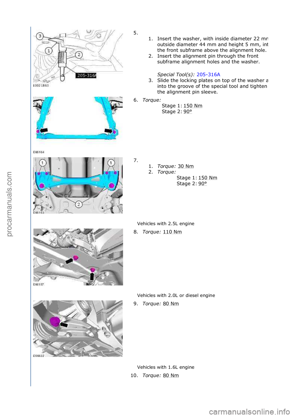 FORD GALAXY 2006  Service Repair Manual Vehicles\fwith\f2.5L\fengine\f
Vehicles\fwith\f2.0L\for\fdiesel\fengine\f
Vehicles\fwith\f1.6L\fengine\f
5. \f\f
1.
Insert\fthe\fw\bsher,\fwith\finside\fdi\bmeter\f22\fmm,\f
outside\fdi\bmeter\f44\fmm