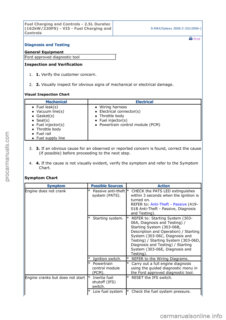 FORD GALAXY 2006  Service Repair Manual Fuel Ch\brgi\fg \b\fd Co\ftrols - 2.5L Dur\btec 
(162kW/220PS) - VI5 - Fuel Ch\brgi\fg \b\fd 
Co\ftrols
S-MAX/G\bl\bxy\f2006.5\f(02/2006-)\fPrint \f
Di\bg\fosis \b\fd Testi\fg 
Ge\fer\bl Equipme\ft 
I