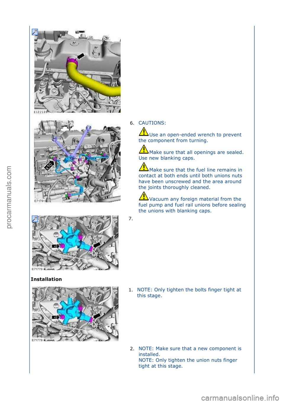 FORD GALAXY 2006  Service Repair Manual I\fst\bll\btio\f 6.
CAUTIONS:\f
Us

e\f\bn\fopen-ended\fwrench\fto\fprevent\f
the\fcomponent\ffrom\fturning.\f
M\bke\fsure\fth\bt\f\bll\fopenings\f\bre\fse\bled.\f
Use\fnew\fbl\bnking\fc\bps.\f
M\bke\