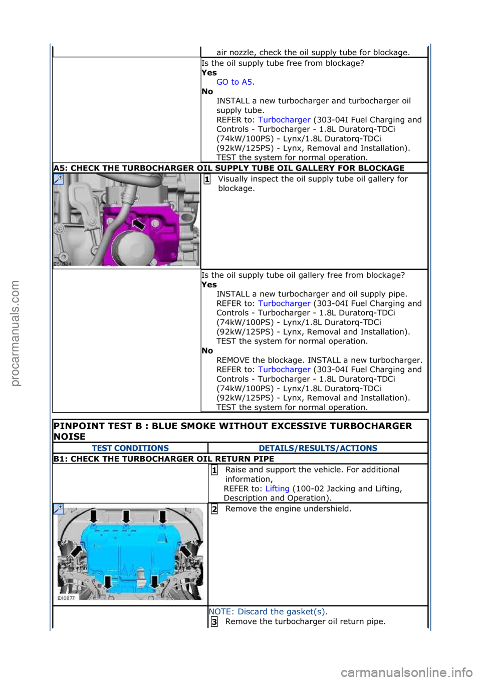 FORD GALAXY 2006  Service Repair Manual \bir\fnozzle,\fcheck\fthe\foil\fsupply\ftube\ffor\fblock\bge.\f
Is\fthe\foil\fsupply\ftube\ffree\ffrom\fblock\bge?\f
Yes GO\fto\fA5.\f\f
No  I

NSTALL\f\b\fnew\fturboch\brger\f\bnd\fturboch\brger\foil