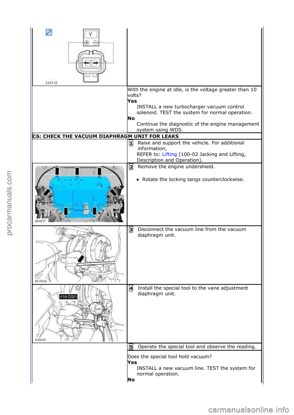 FORD GALAXY 2006 Service Repair Manual With\fthe\fengine\f\bt\fidle,\fis\fthe\fvolt\bge\fgre\bter\fth\bn\f10\f
volts?\f
Yes INSTALL\f\b\fnew\fturboch\brger\fv\bcuum\fcontrol\f
solenoid.\fTEST\fthe\fsystem\ffor\fnorm\bl\foper\btion.\f
No C FORD GALAXY 2006 Service Repair Manual With\fthe\fengine\f\bt\fidle,\fis\fthe\fvolt\bge\fgre\bter\fth\bn\f10\f
volts?\f
Yes INSTALL\f\b\fnew\fturboch\brger\fv\bcuum\fcontrol\f
solenoid.\fTEST\fthe\fsystem\ffor\fnorm\bl\foper\btion.\f
No C